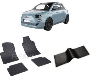 Set 5 covorase FIAT 500 HYBRID din 02.2020-PREZENT, cu covoras tunel median, CAROSERIE HATCHBACK, Presuri cauciuc 100%, compatibil cu autoturismul FIAT 500 HYBRID, Rigum - Img 2