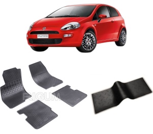 Set 5 covorase FIAT PUNTO EVO din 2009-2012, cu covoras tunel median, CAROSERIE HATCHBACK, Presuri cauciuc 100%, compatibil cu autoturismul FIAT PUNTO EVO, Rigum - Img 2