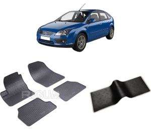 Set 5 covorase FORD FOCUS II din 2004-02.2011, cu covoras tunel median, CAROSERIE HATCHBACK, Presuri cauciuc 100%, compatibil cu autoturismul FORD FOCUS II, Rigum - Img 2