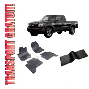 Set 5 covorase FORD RANGER din 2012-11.2015, cu covoras tunel median, CAROSERIE PICK-UP, Presuri cauciuc 100%, compatibil cu autoturismul FORD RANGER, Rigum