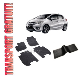 Set 5 covorase HONDA JAZZ III din 09.2015-05.2020, cu covoras tunel median, CAROSERIE HATCHBACK, Presuri cauciuc 100%, compatibil cu autoturismul HONDA JAZZ III, Rigum
