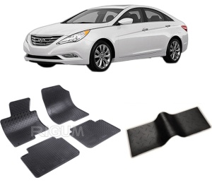 Set 5 covorase HYUNDAI SONATA din 2011-2014, cu covoras tunel median, CAROSERIE SEDAN, Presuri cauciuc 100%, compatibil cu autoturismul HYUNDAI SONATA, Rigum - Img 2