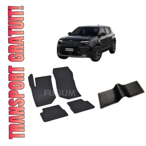 Set 5 covorase JEEP AVENGER din 01.2023-PREZENT, cu covoras tunel median, CAROSERIE SUV, Presuri cauciuc 100%, compatibil cu autoturismul JEEP AVENGER, Rigum
