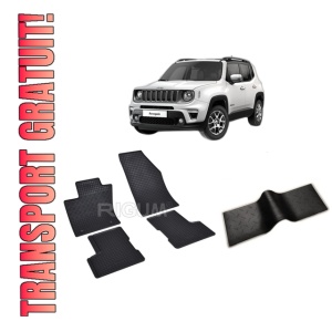 Set 5 covorase JEEP RENEGADE MHEV din 02.2022-PREZENT, cu covoras tunel median, CAROSERIE SUV, Presuri cauciuc 100%, compatibil cu autoturismul JEEP RENEGADE MHEV, Rigum