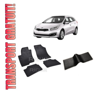 Set 5 covorase KIA CEED I din 09.2007-08.2012, cu covoras tunel median, CAROSERIE COMBI, Presuri cauciuc 100%, compatibil cu autoturismul KIA CEED I, Rigum