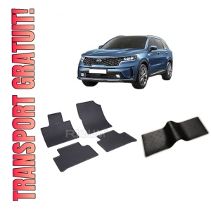 Set 5 covorase KIA SORENTO IV din 10.2020-PREZENT, cu covoras tunel median, CAROSERIE SUV, Presuri cauciuc 100%, compatibil cu autoturismul KIA SORENTO IV, Rigum