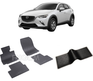 Set 5 covorase MAZDA CX -3 din 06.2015-12.2021, cu covoras tunel median, CAROSERIE SUV, Presuri cauciuc 100%, compatibil cu autoturismul MAZDA CX -3, Rigum - Img 2