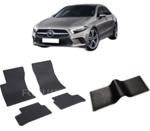 Set 5 covorase MERCEDES A-CLASS V177 PHEV din 08.2019-PREZENT, cu covoras tunel median, CAROSERIE SEDAN, Presuri cauciuc 100%, compatibil cu autoturismul MERCEDES A-CLASS V177 PHEV, Rigum - Img 2