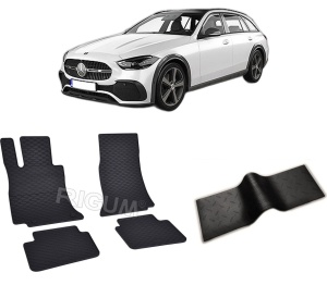 Set 5 covorase MERCEDES C-CLASS W206 din 06.2021-PREZENT, cu covoras tunel median, CAROSERIE COMBI, Presuri cauciuc 100%, compatibil cu autoturismul MERCEDES C-CLASS W206, Rigum - Img 2