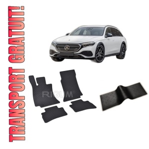 Set 5 covorase MERCEDES E-CLASS W214 PHEV din 05.2023-PREZENT, cu covoras tunel median, CAROSERIE COMBI, Presuri cauciuc 100%, compatibil cu autoturismul MERCEDES E-CLASS W214 PHEV, Rigum