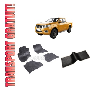 Set 5 covorase NISSAN NAVARA LE NEW din 2007-PREZENT, cu covoras tunel median, CAROSERIE PICK-UP, Presuri cauciuc 100%, compatibil cu autoturismul NISSAN NAVARA LE NEW, Rigum