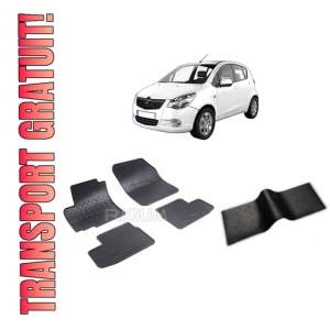 Set 5 covorase OPEL AGILA B din 01.2008-11.2014, cu covoras tunel median, CAROSERIE HATCHBACK, Presuri cauciuc 100%, compatibil cu autoturismul OPEL AGILA B, Rigum