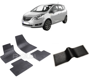 Set 5 covorase OPEL MERIVA B din 03.2010-06.2017, cu covoras tunel median, CAROSERIE VAN, Presuri cauciuc 100%, compatibil cu autoturismul OPEL MERIVA B, Rigum - Img 2