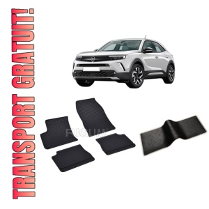 Set 5 covorase OPEL MOKKA -E B din 02.2021-PREZENT, cu covoras tunel median, CAROSERIE SUV, Presuri cauciuc 100%, compatibil cu autoturismul OPEL MOKKA -E B, Rigum