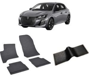 Set 5 covorase PEUGEOT 208 HYBRID din 09.2023-PREZENT, cu covoras tunel median, CAROSERIE HATCHBACK, Presuri cauciuc 100%, compatibil cu autoturismul PEUGEOT 208 HYBRID, Rigum - Img 2