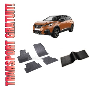 Set 5 covorase PEUGEOT 3008 II din 11.2016-11.2023, cu covoras tunel median, CAROSERIE SUV, Presuri cauciuc 100%, compatibil cu autoturismul PEUGEOT 3008 II, Rigum