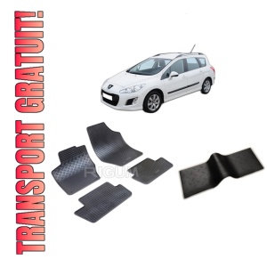 Set 5 covorase PEUGEOT 308 I din 10.2007-05.2014, cu covoras tunel median, CAROSERIE COMBI, Presuri cauciuc 100%, compatibil cu autoturismul PEUGEOT 308 I, Rigum
