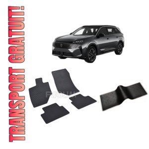 Set 5 covorase PEUGEOT 5008 HYBRID din 2024-PREZENT, cu covoras tunel median, CAROSERIE SUV, Presuri cauciuc 100%, compatibil cu autoturismul PEUGEOT 5008 HYBRID, Rigum