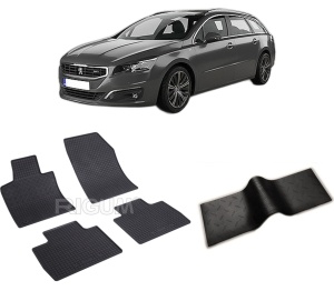 Set 5 covorase PEUGEOT 508 II din 11.2018-PREZENT, cu covoras tunel median, CAROSERIE SEDAN, Presuri cauciuc 100%, compatibil cu autoturismul PEUGEOT 508 II, Rigum - Img 2
