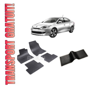 Set 5 covorase RENAULT FLUENCE din 2009-2018, cu covoras tunel median, CAROSERIE SEDAN, Presuri cauciuc 100%, compatibil cu autoturismul RENAULT FLUENCE, Rigum