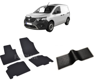 Set 5 covorase RENAULT KANGOO III FURGON din 06.2021-PREZENT, cu covoras tunel median, CAROSERIE VAN, Presuri cauciuc 100%, compatibil cu autoturismul RENAULT KANGOO III FURGON, Rigum - Img 2