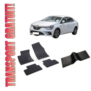Set 5 covorase RENAULT MEGANE IV din 01.2017-PREZENT, cu covoras tunel median, CAROSERIE SEDAN, Presuri cauciuc 100%, compatibil cu autoturismul RENAULT MEGANE IV, Rigum