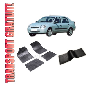 Set 5 covorase RENAULT THALIA din 1999-2008, cu covoras tunel median, CAROSERIE SEDAN, Presuri cauciuc 100%, compatibil cu autoturismul RENAULT THALIA, Rigum