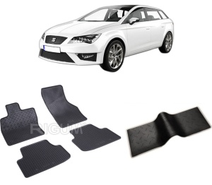 Set 5 covorase SEAT LEON IV KL din 03.2020-PREZENT, cu covoras tunel median, CAROSERIE COMBI, Presuri cauciuc 100%, compatibil cu autoturismul SEAT LEON IV KL, Rigum - Img 2
