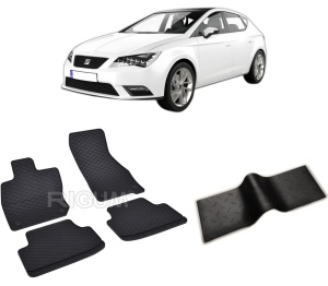 Set 5 covorase SEAT LEON IV MHEV din 2020-PREZENT, cu covoras tunel median, CAROSERIE HATCHBACK, Presuri cauciuc 100%, compatibil cu autoturismul SEAT LEON IV MHEV, Rigum - Img 2