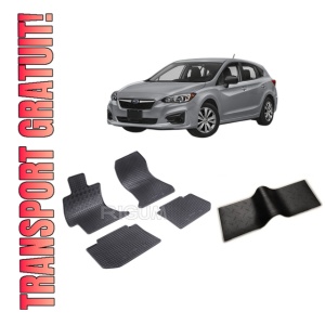 Set 5 covorase SUBARU IMPREZA WRX din 2014-PREZENT, cu covoras tunel median, CAROSERIE HATCHBACK, Presuri cauciuc 100%, compatibil cu autoturismul SUBARU IMPREZA WRX, Rigum