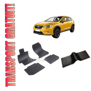 Set 5 covorase SUBARU XV I din 01.2012-2017, cu covoras tunel median, CAROSERIE SUV, Presuri cauciuc 100%, compatibil cu autoturismul SUBARU XV I, Rigum