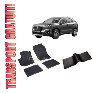 Set 5 covorase SUZUKI S-CROSS HYBRID din 11.2021-PREZENT, cu covoras tunel median, CAROSERIE SUV, Presuri cauciuc 100%, compatibil cu autoturismul SUZUKI S-CROSS HYBRID, Rigum
