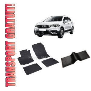 Set 5 covorase SUZUKI SX4 S-CROSS HYBRID din 02.2020-PREZENT, cu covoras tunel median, CAROSERIE SUV HYBRID, Presuri cauciuc 100%, compatibil cu autoturismul SUZUKI SX4 S-CROSS HYBRID, Rigum