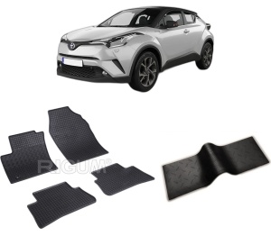 Set 5 covorase TOYOTA C-HR HYBRID din 01.2017-12.2023, cu covoras tunel median, CAROSERIE SUV, Presuri cauciuc 100%, compatibil cu autoturismul TOYOTA C-HR HYBRID, Rigum - Img 2