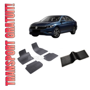 Set 5 covorase VOLKSWAGEN JETTA VII din 2019-2021, cu covoras tunel median, CAROSERIE SEDAN, Presuri cauciuc 100%, compatibil cu autoturismul VOLKSWAGEN JETTA VII, Rigum