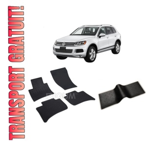 Set 5 covorase VOLKSWAGEN TOUAREG II din 02.2010-03.2018, cu covoras tunel median, CAROSERIE SUV, Presuri cauciuc 100%, compatibil cu autoturismul VOLKSWAGEN TOUAREG II, Rigum