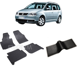 Set 5 covorase VOLKSWAGEN TOURAN I din 03.2003-08.2015, cu covoras tunel median, CAROSERIE VAN 5 LOCURI, Presuri cauciuc 100%, compatibil cu autoturismul VOLKSWAGEN TOURAN I, Rigum - Img 2