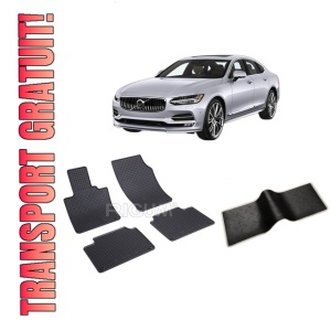 Set 5 covorase VOLVO S 90 HYBRID din 2016-PREZENT, cu covoras tunel median, CAROSERIE SEDAN HYBRID, Presuri cauciuc 100%, compatibil cu autoturismul VOLVO S 90 HYBRID, Rigum