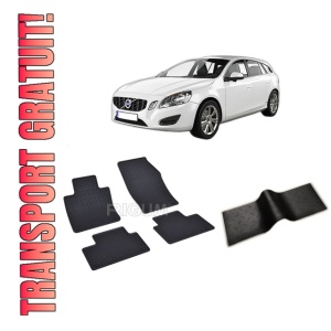Set 5 covorase VOLVO V60 II din 07.2018-PREZENT, cu covoras tunel median, CAROSERIE COMBI, Presuri cauciuc 100%, compatibil cu autoturismul VOLVO V60 II, Rigum