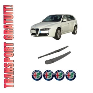 Set brat stergator spate cu lamela pentru ALFA ROMEO 159 Sportwagon (939_) din 2005-2012, pentru spate, din cauciuc siliconat rezistent, 4 stickere auto ALFA ROMEO