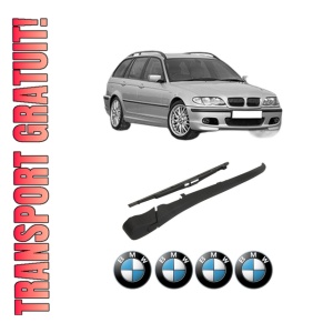 Set brat stergator spate cu lamela pentru BMW Seria 3 Touring (E46) din 1999-2005, pentru spate, din cauciuc siliconat rezistent, 4 stickere auto BMW Seria