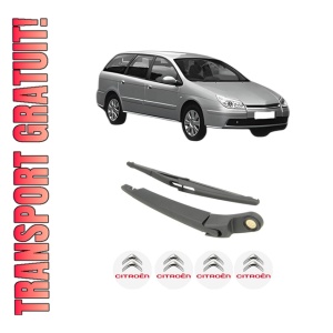 Set brat stergator spate cu lamela pentru CITROEN C5 II Break (RE_) din 2004-2008, pentru spate, din cauciuc siliconat rezistent, 4 stickere auto CITROEN