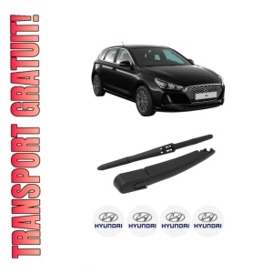 Set brat stergator spate cu lamela pentru HYUNDAI i30 (PDE, PD, PDEN) din 2016-2020, pentru spate, din cauciuc siliconat rezistent, 4 stickere auto HYUNDAI