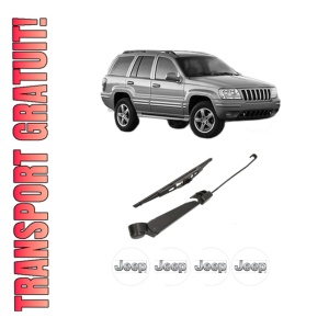 Set brat stergator spate cu lamela pentru JEEP GRAND CHEROKEE II (WJ, WG) din 1998-2005, pentru spate, din cauciuc siliconat rezistent, 4 stickere auto JEEP
