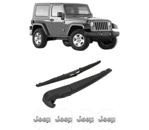 Set brat stergator spate cu lamela pentru JEEP WRANGLER III (JK) din 2006-2011, pentru spate, din cauciuc siliconat rezistent, 4 stickere auto JEEP v1762