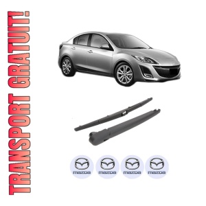 Set brat stergator spate cu lamela pentru MAZDA 3 Saloon (BL) din 2008-2014, pentru spate, din cauciuc siliconat rezistent, 4 stickere auto MAZDA