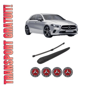 Set brat stergator spate cu lamela pentru MERCEDES-BENZ A-CLASS (W177) din 2018-2022, pentru spate, din cauciuc siliconat rezistent, 4 stickere auto MERCEDES-BENZ