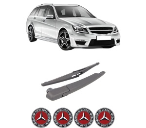 Set brat stergator spate cu lamela pentru MERCEDES-BENZ C-CLASS T-Model (S204) din 2007-2014, pentru spate, din cauciuc siliconat rezistent, 4 stickere auto MERCEDES-BENZ v1438