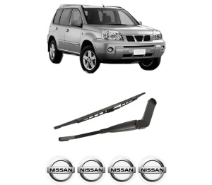 Set brat stergator spate cu lamela pentru NISSAN X-TRAIL I (T30) din 2001-2013, pentru spate, din cauciuc siliconat rezistent, 4 stickere auto NISSAN v1198