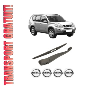Set brat stergator spate cu lamela pentru NISSAN X-TRAIL II (T31) din 2007-2013, pentru spate, din cauciuc siliconat rezistent, 4 stickere auto NISSAN